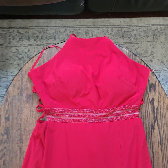 Nightway Red Strappy Back Beaded A-Line Gown Size Women's 12 NEW with Tags - Picture 3 of 16
